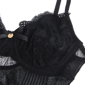 SUBBLIME - 955618 LACE BODYSUIT WITH BOTTOM CLOSURE BLACK S/M